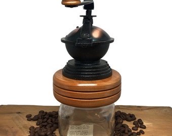 Manual Coffee Grinder, Mason Jar Lid Manual Coffee Grinder, Vintage Style Manual Coffee Bean Grinder, Fits Mason Jar Regular Mouth Size 70mm, Ferris