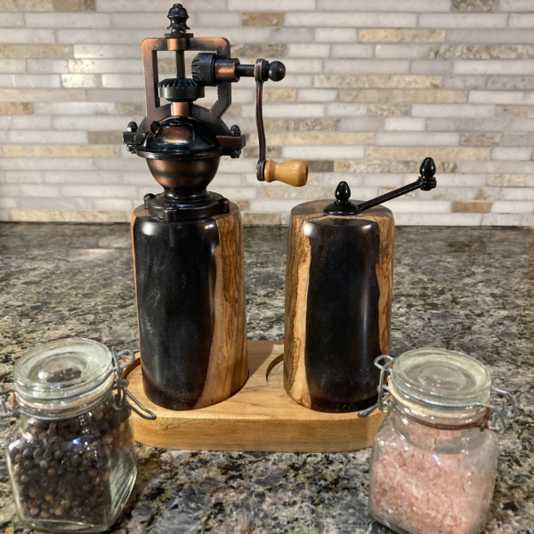 Pepper and Salt Grinder - Burl and Black Resin #2 - Image 2