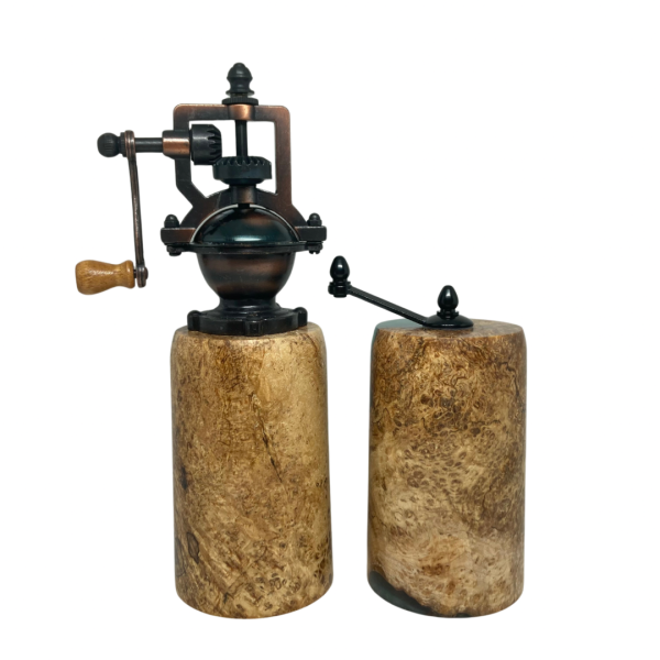 Pepper and Salt Mills - Yellow Birch Burl and Aqua Resin #6 - Image 7